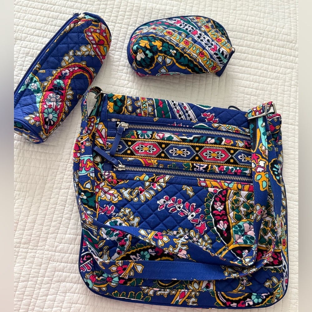 Vera Bradley Romantic Paisley Three Pieces - crossbody make up totes